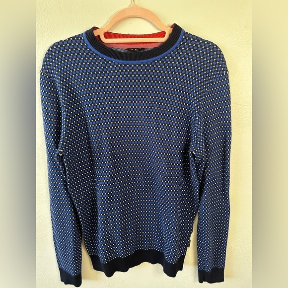 Ted Baker‎ London cotton sweater size small blue checkered - Picture 1 of 5